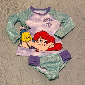 Little Mermaid rash, guard, two-piece, bathing suit size 3T